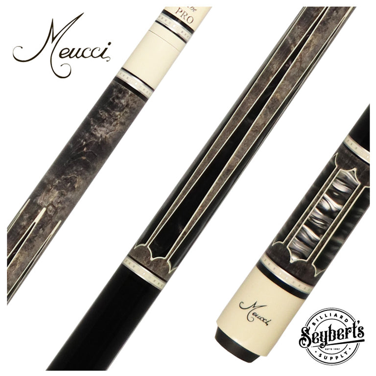 Meucci 2020 Cue - Grey with Black Pearl and Black Wrap - Pro Shaft
