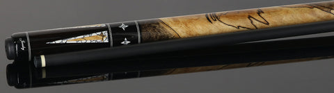 ビリヤード How ebony Tiger LX8 Ebony and Amboyna Burl Pool Cue with Leather Weave Wrap