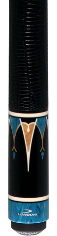 Longoni Galaxy Cyan Pool Cue with Lizard Wrap and S2 American