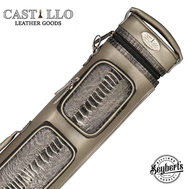 Castillo 2x4 Hard Leather Case - Grey Leather with Grey Ostrich Leg Accent