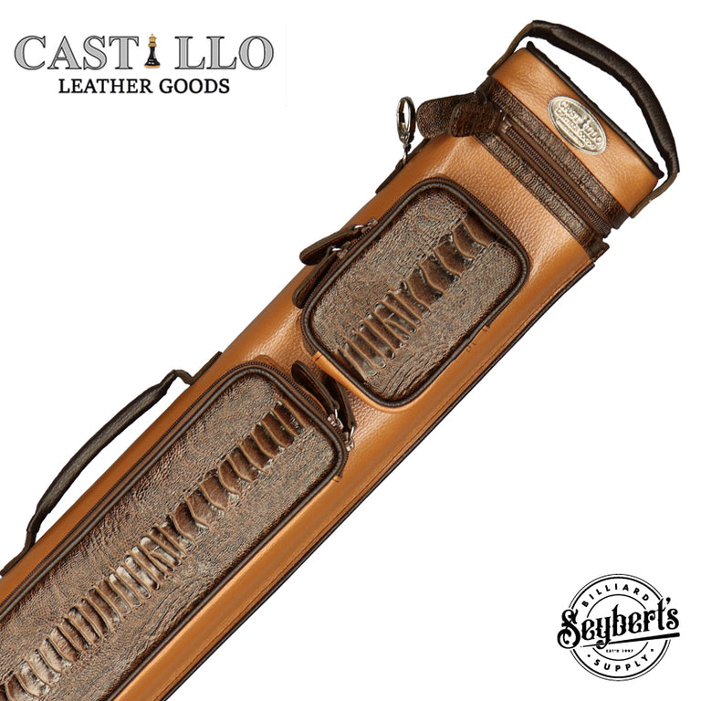 Castillo 2x4 Hard Leather Case - Honey Brown Leather with Chocolate Brown Ostrich Leg Accent