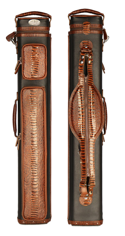 Castillo 3X5 Hard Leather Case - Black Leather with Cognac Ostrich Leg Accent