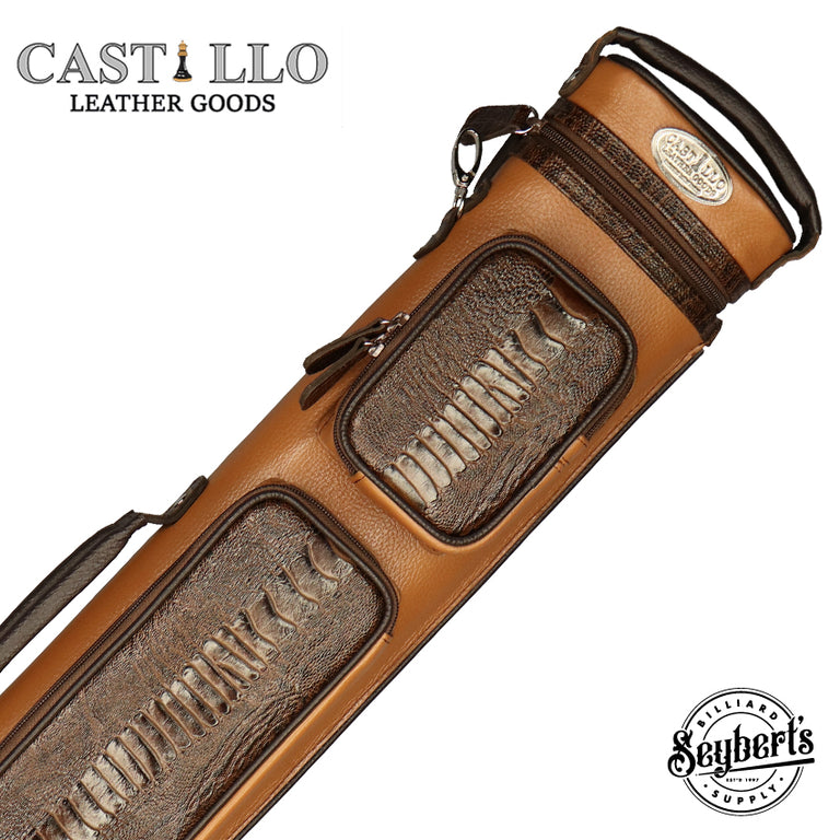 Castillo 3x5 Hard Leather Case - Honey Brown Leather with Chocolate Brown Ostrich Leg Accent