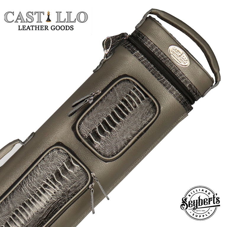 Castillo 4x7 Hard Leather Case - Grey Leather with Grey Ostrich Leg Accent