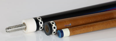 Pat Diveney Ebony Butteryfly White/Pink/Blue/Teal Custom Cue With Two Honey Roast Trans-K  Shafts