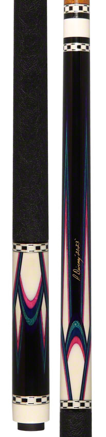 Pat Diveney Ebony Butteryfly White/Pink/Blue/Teal Custom Cue With Two Honey Roast Trans-K  Shafts