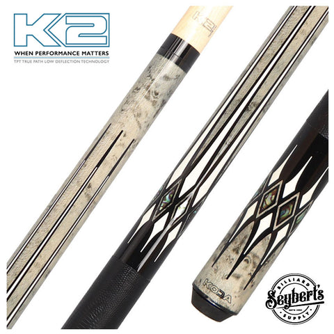 kyu② K2 KL192 Grey, Black, and Abalone Graphic Pool Cue with 11.75mm LD