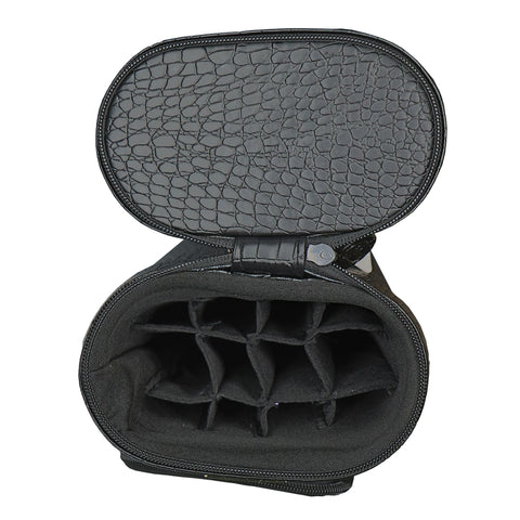 thumbnail image 2 of J&J 4x8 Rolling Cue Case – Brown/Black Lizard Embossed, Wheels, Holds 4 Butts 8 Shafts 2 of 4