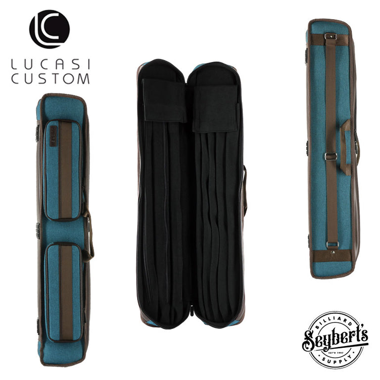 Lucasi Blue and Brown 3x5 Soft Cue Case