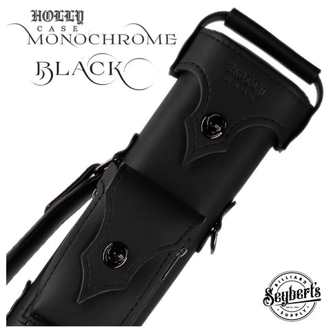 Holly Monochrome Stitched Black Pool Cue Case - HSMBK - Seybert's