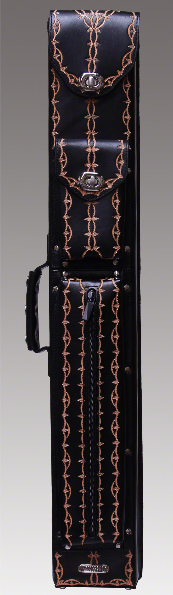 Instroke 2x4 FIT-A Black Hand Tooled Pool Cue Case
