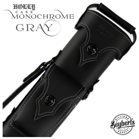 Holly Monochrome Stitched Grey Pool Cue Case - HSMGY - Seybert's