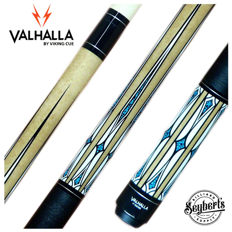 Valhalla Series VA610 Turquoise and White Graphic Pool Cue