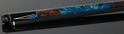 Jacoby Ebony with Azurite Web Points and Impregnated Burl No Wrap Pool Cue with Carbon Shaft
