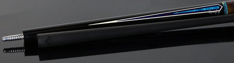 Jacoby Ebony with Azurite Web Points and Impregnated Burl No Wrap Pool Cue with Carbon Shaft