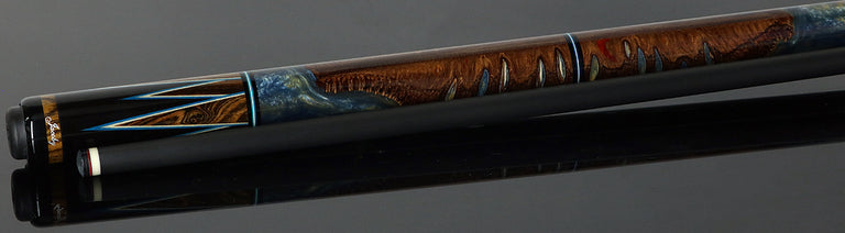 Jacoby Ebony with Bocote Points and Impregnated Banksia Seed No Wrap Pool Cue with Carbon Shaft