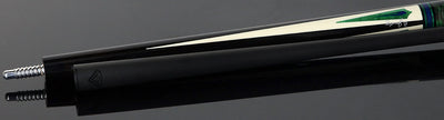Jacoby Ebony with 4 White Juma/Malachite Points and Impregnated Burl No Wrap Pool Cue with Carbon Shaft