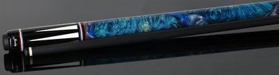 Jacoby Ebony with White Juma Points and Impregnated Burl No Wrap Pool Cue with Carbon Shaft