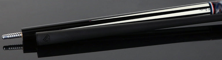 Jacoby Ebony with White Juma Points and Impregnated Burl No Wrap Pool Cue with Carbon Shaft