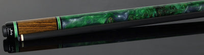 Jacoby Bocote with Green Impregnated Burl No Wrap Pool Cue with Carbon Shaft
