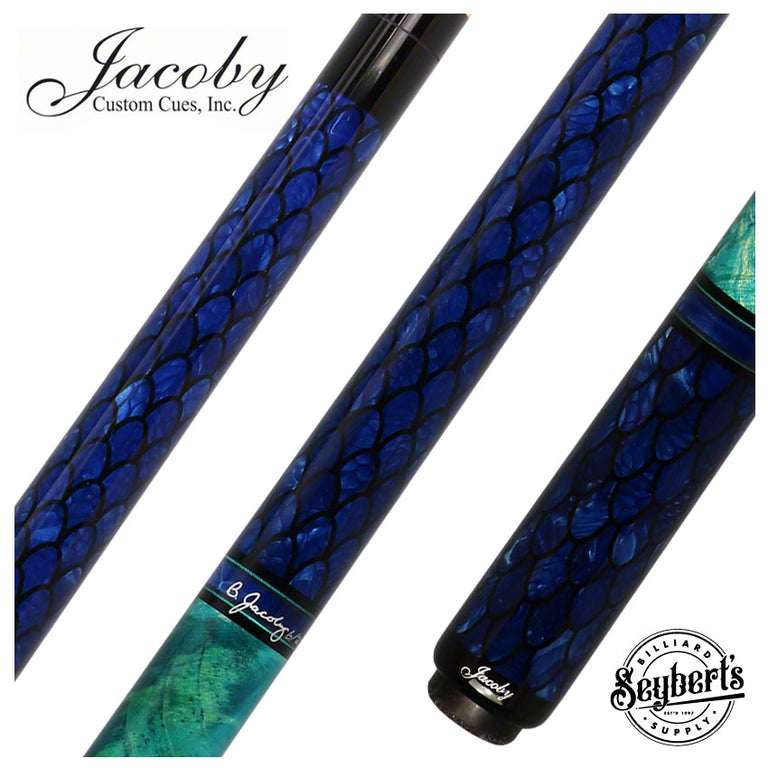 Jacoby Impregnated Snake Skin Custom Cue-BLUE1
