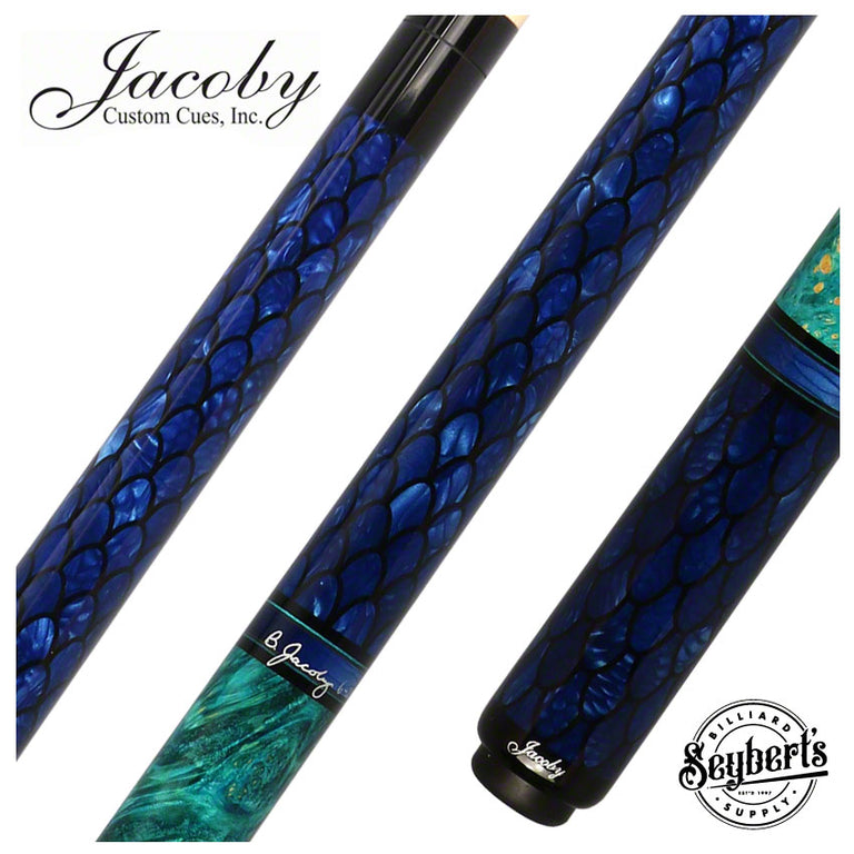 Jacoby Impregnated Snake Skin Custom Cue-BLUE2