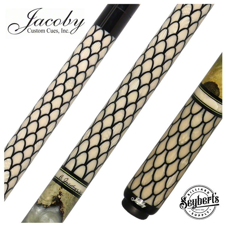 Jacoby Impregnated Snake Skin Custom Cue-White