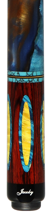 Jacoby Custom Impregnated Burl, Cocobolo and Turquoise Play Cue - 0724-318