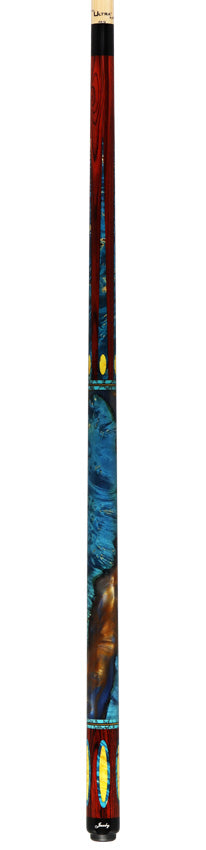 Jacoby Custom Impregnated Burl, Cocobolo and Turquoise Play Cue - 0724-318