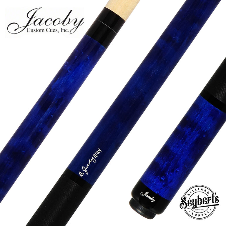 Jacoby Custom Blue Stained Maple with all Black Linen Wrap Play Cue - 0824-74