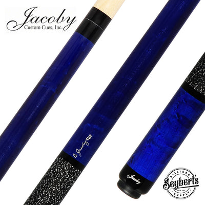 Jacoby Custom Blue Stained Maple with Black with White Linen Wrap Play Cue - 0824-78