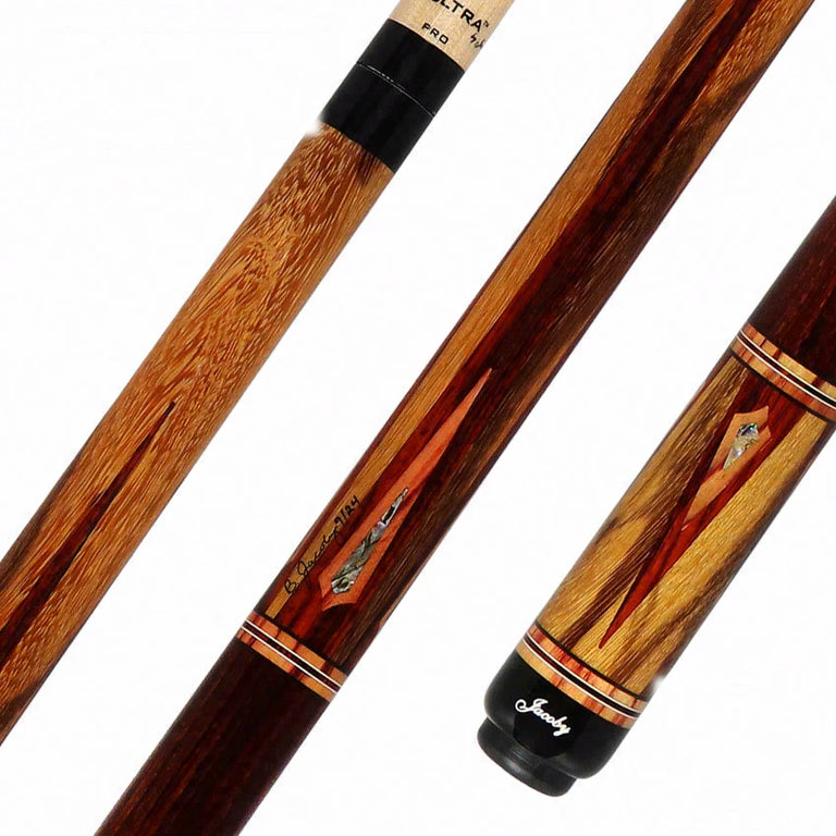 Jacoby Custom Tiger Caspi, Cocobolo, Tulipwood and Abalone Play Cue - 0924-75