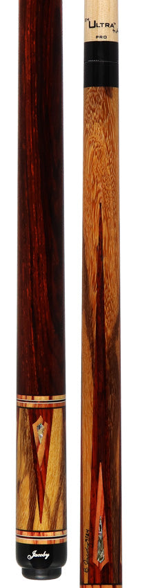 Jacoby Custom Tiger Caspi, Cocobolo, Tulipwood and Abalone Play Cue - 0924-75