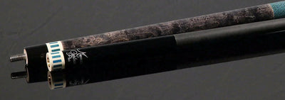 Meucci Gray Stained Maple and Blue/Black Wrapless Pool Cue with Carbon Pro Shaft - BE-12C