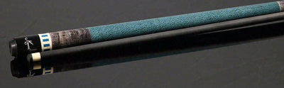 Meucci Gray Stained Maple and Blue/Black Wrapless Pool Cue with Carbon Pro Shaft - BE-12C
