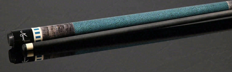 Meucci Gray Stained Maple and Blue/Black Wrapless Pool Cue with Carbon Pro Shaft - BE-12C