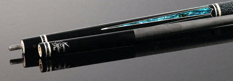 Meucci Ultra Piston 4 Ebony Stain with Abalone Points Pool Cue with Pro Carbon Shaft - UP-4MC