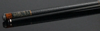 Bull Carbon Gray Birdseye Maple with Bocote Inlays Play Cue with Textured Leather Wrap