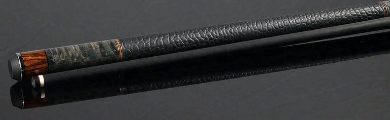 Bull Carbon Gray Birdseye Maple with Bocote Inlays Play Cue with Textured Leather Wrap