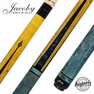 Jacoby Custom Honey and Teal-Stained Birdseye Maple with Impregnated Burl Points Play Cue - 1024-265