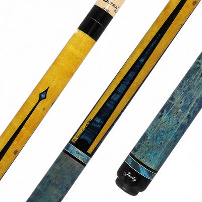 Jacoby Custom Honey and Teal-Stained Birdseye Maple with Impregnated Burl Points Play Cue - 1024-265