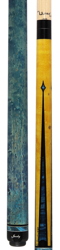 Jacoby Custom Honey and Teal-Stained Birdseye Maple with Impregnated Burl Points Play Cue - 1024-265