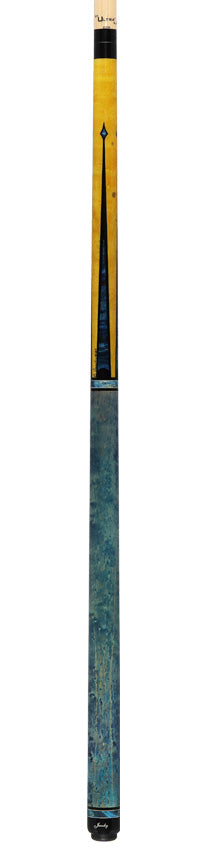 Jacoby Custom Honey and Teal-Stained Birdseye Maple with Impregnated Burl Points Play Cue - 1024-265