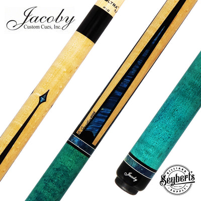 Jacoby Custom Teal-Stained Birdseye Maple with Impregnated Burl Points Play Cue - 1024-267