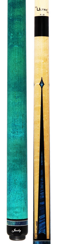 Jacoby Custom Teal-Stained Birdseye Maple with Impregnated Burl Points Play Cue - 1024-267