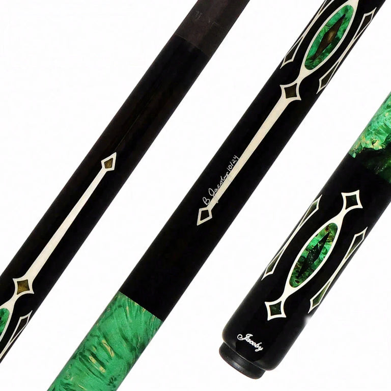 Jacoby Custom Ebony, Impregnated Burl and Micarta Play Cue with 12.9mm V4 Black Carbon Shaft - 1024-321