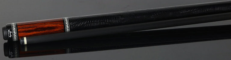Jacoby Custom Cocobolo Pool Cue with Black Lizard Wrap and Jacoby Black Carbon Shaft