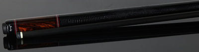 Jacoby Custom Maple and Bloody Jasper Pool Cue with Black Lizard Wrap and Jacoby Black Carbon Shaft