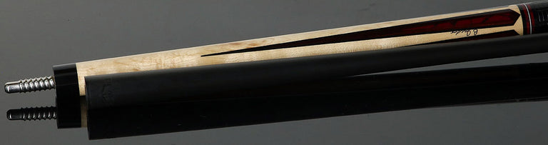 Jacoby Custom Maple and Bloody Jasper Pool Cue with Black Lizard Wrap and Jacoby Black Carbon Shaft