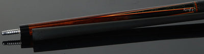 Jacoby Custom Cocobolo and Black/Gold Vein Points Pool Cue with Black Bull Hide Wrap and Jacoby Black Carbon Shaft